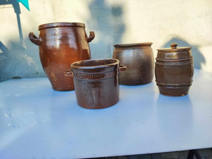 art deco clay pots from boleslawiec 1920s set of 4 1