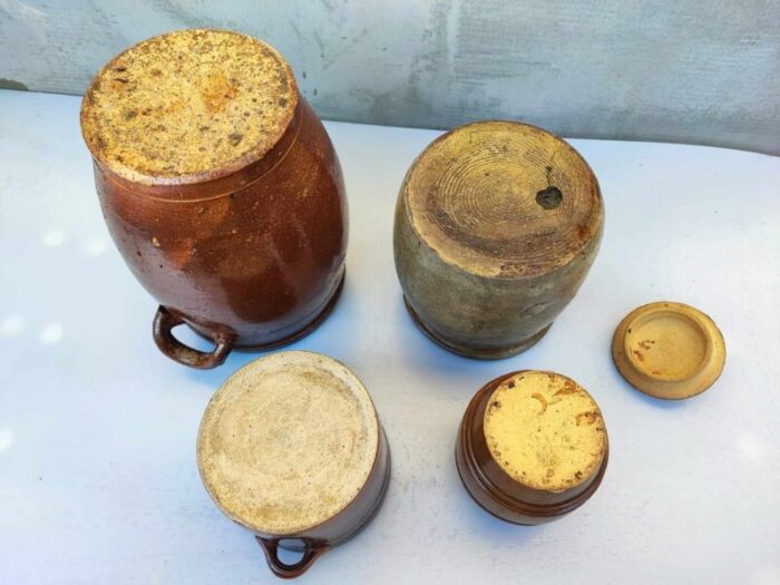 art deco clay pots from boleslawiec 1920s set of 4 7