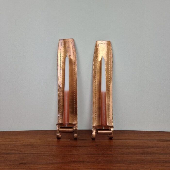 art deco copper wall candleholders sweden 1960s set of 2 1