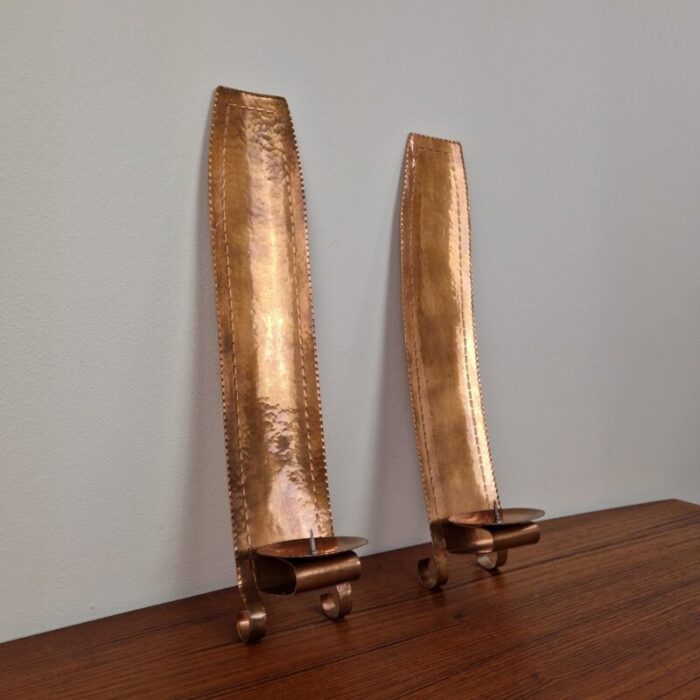 art deco copper wall candleholders sweden 1960s set of 2 5