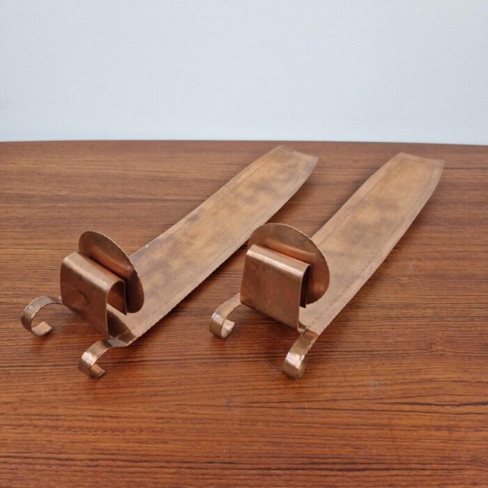 art deco copper wall candleholders sweden 1960s set of 2 6