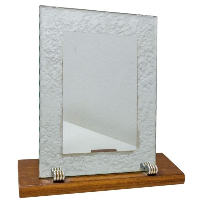 art deco french beech beveled standing photo mirror 1930s 2166