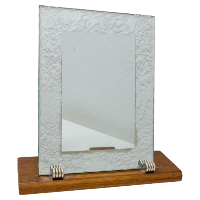 art deco french beech beveled standing photo mirror 1930s 3419