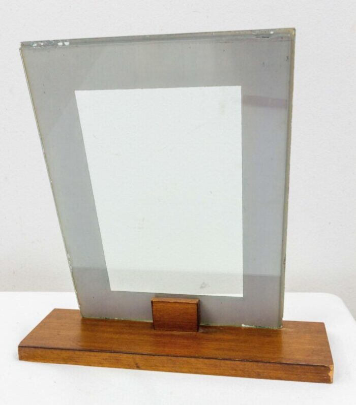 art deco french beech beveled standing photo mirror 1930s 4178