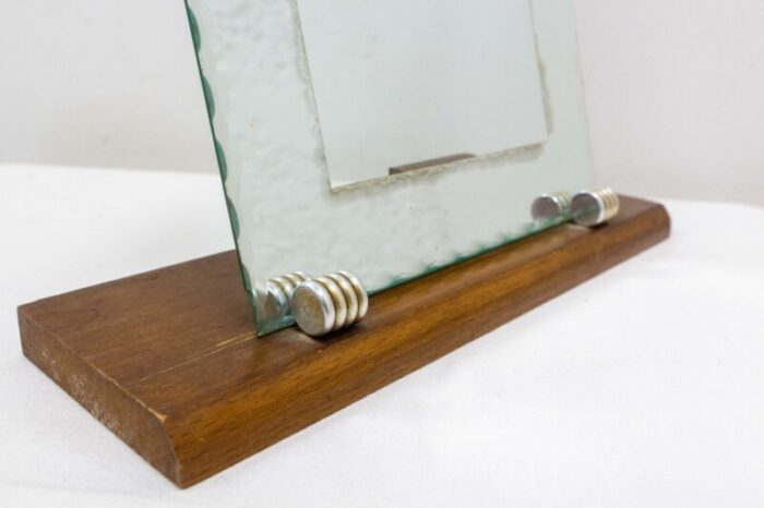 art deco french beech beveled standing photo mirror 1930s 7916