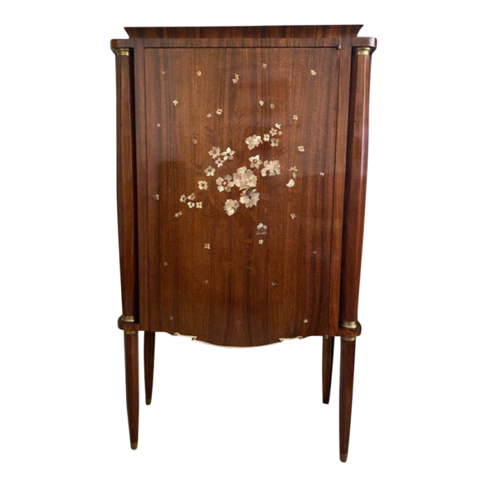 art deco mother of pearl inlaid rosewood cabinet 8016