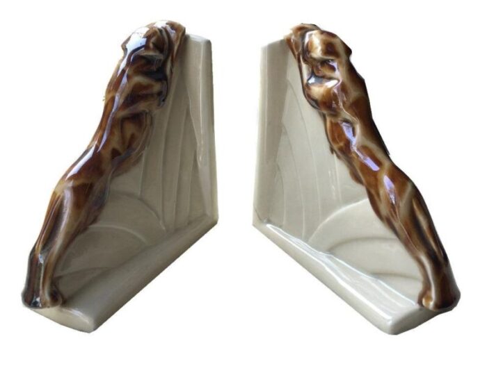 art deco panther bookends set of 2 1