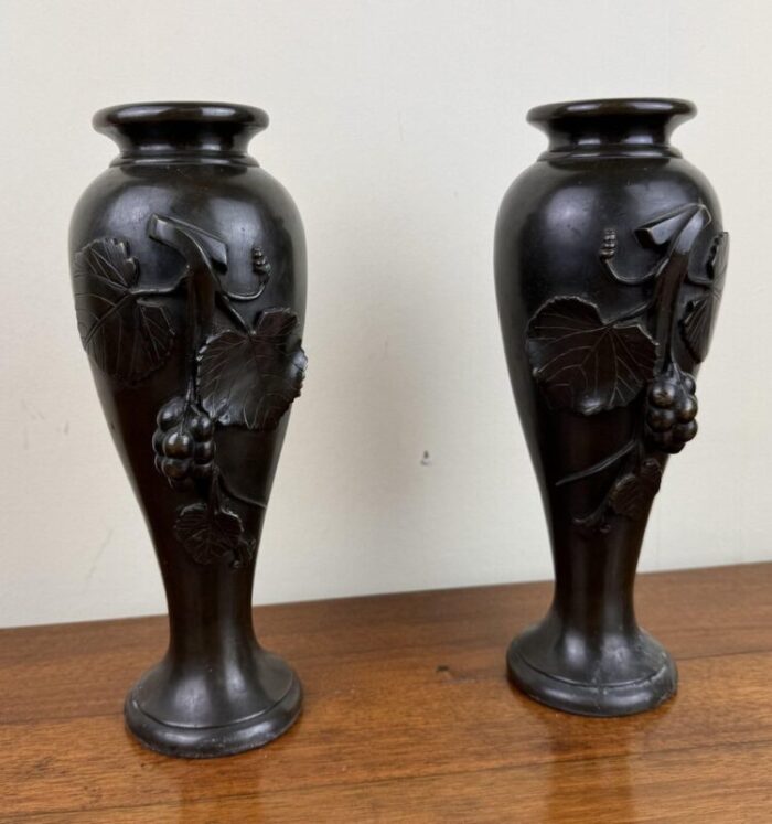 art nouveau bronze vases 1900 set of 2 1