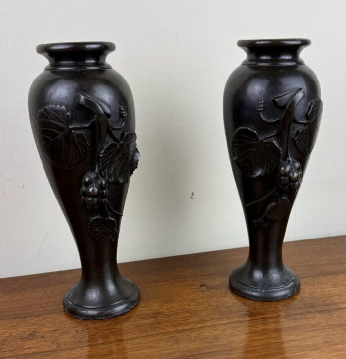 art nouveau bronze vases 1900 set of 2 6