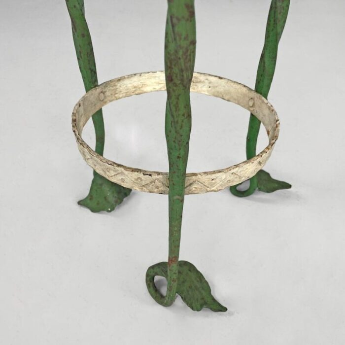 art nouveau italian green wrought iron vase holder with decorative dragons 1900s 14