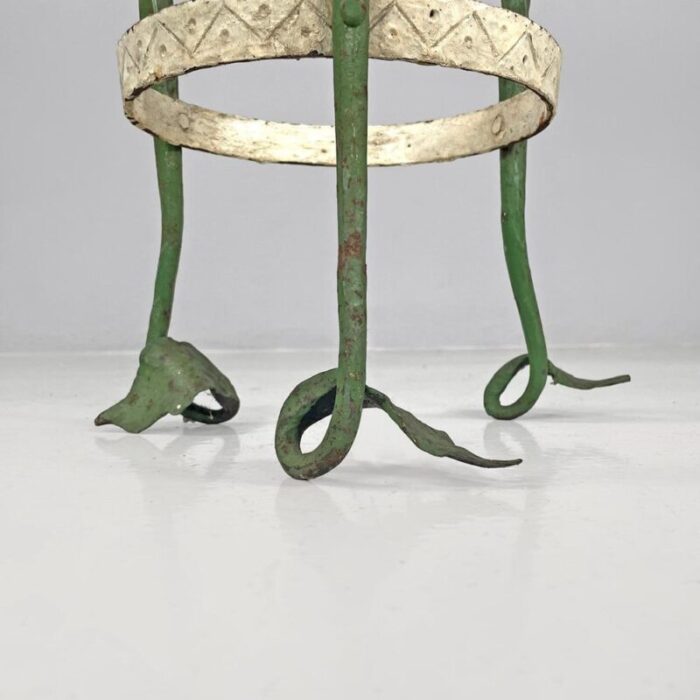 art nouveau italian green wrought iron vase holder with decorative dragons 1900s 15