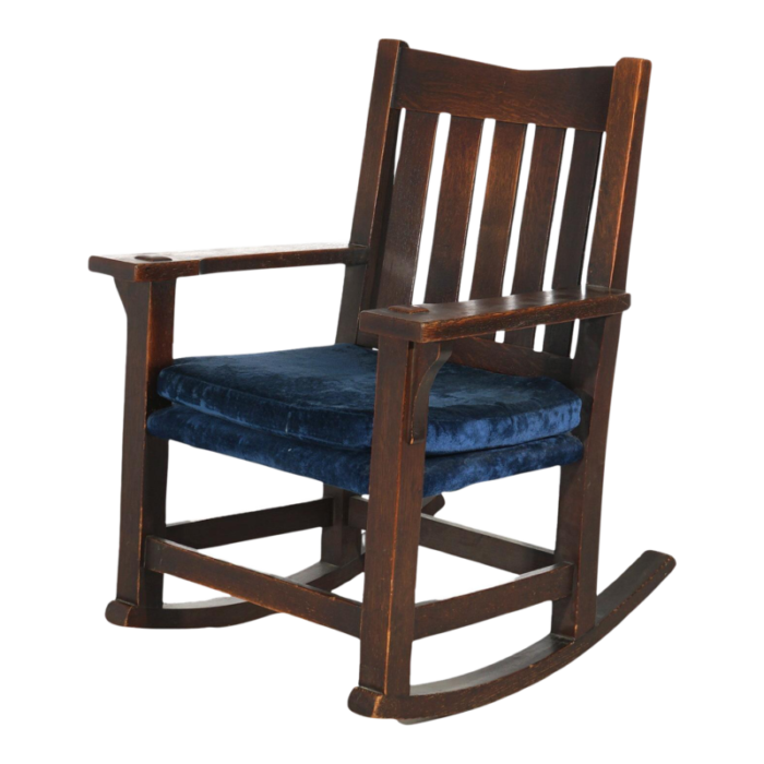 arts and crafts gustav stickley mission oak v slat back rocker circa 1910 5463