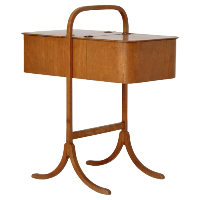 beechwood and leather sewing box attributed to sren hansen for fritz hansen denmark 1933 6801