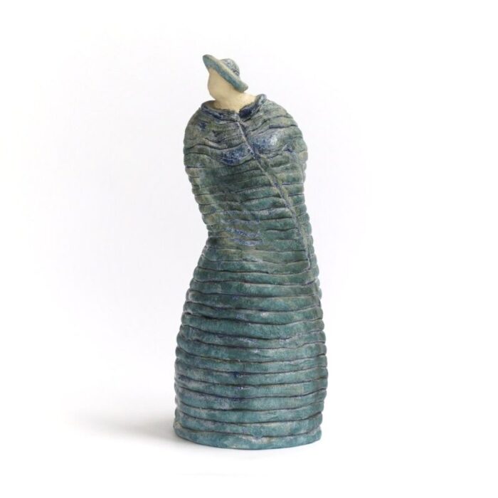 blue ceramic women sculpture by andrea dogterom 1990s 1