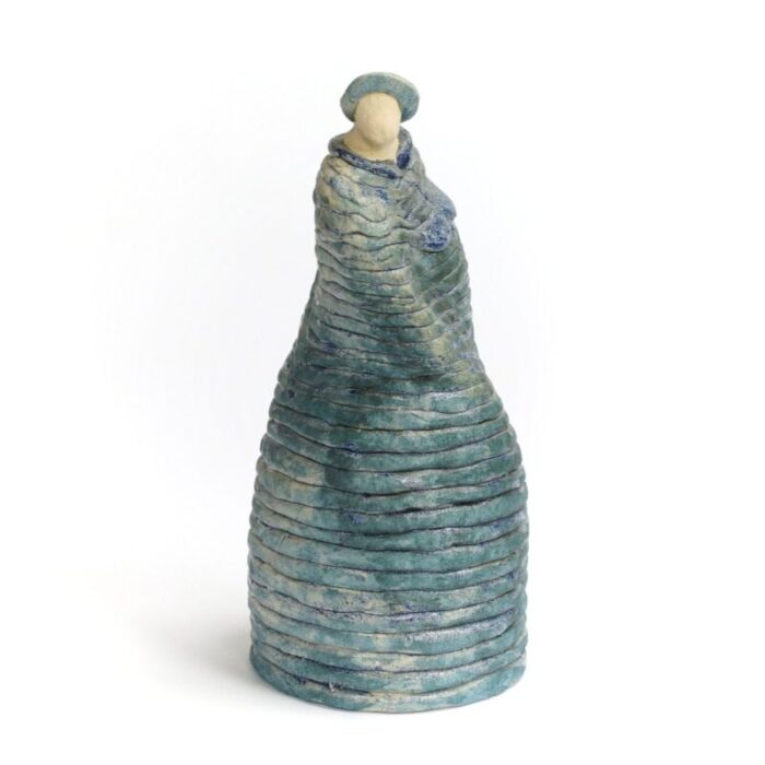 blue ceramic women sculpture by andrea dogterom 1990s 10