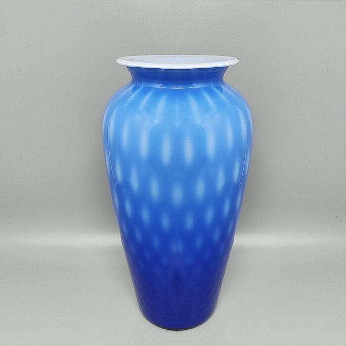 blue vase in murano glass by dogi italy 1970s 1