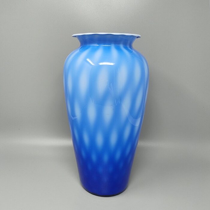 blue vase in murano glass by dogi italy 1970s 2