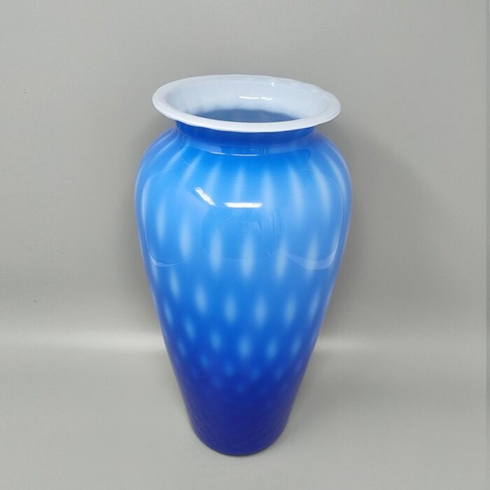 blue vase in murano glass by dogi italy 1970s 3