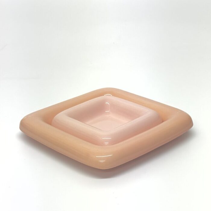 blush toned 1980s square ceramic dishes by haeger 2 pieces 8332