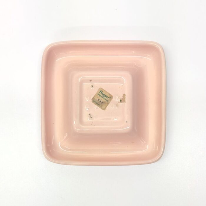 blush toned 1980s square ceramic dishes by haeger 2 pieces 8719