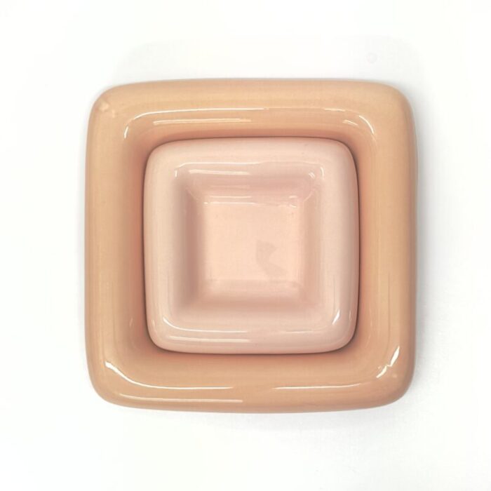 blush toned 1980s square ceramic dishes by haeger 2 pieces 9461