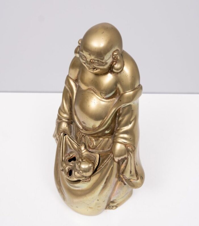 brass buddha with child incense china 1940s 9