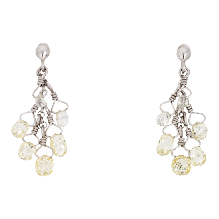 briolette 060ct diamond fringe earrings estate platinum drops fine jewelry 5419