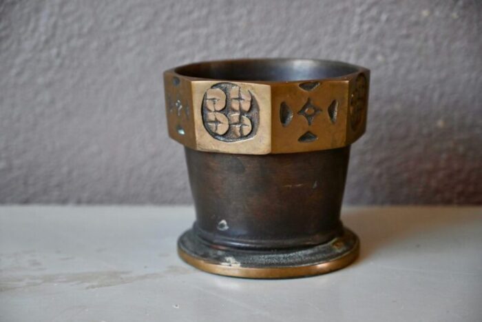 brutalist bronze plant pot 1970s 2