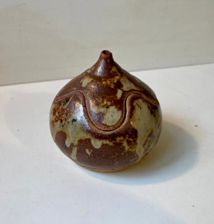 brutalist glazed onion trinket jar in stoneware by soren visby 1970s 6