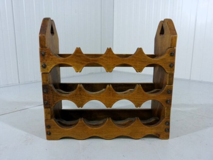 brutalist oak wine rack 1970s 2