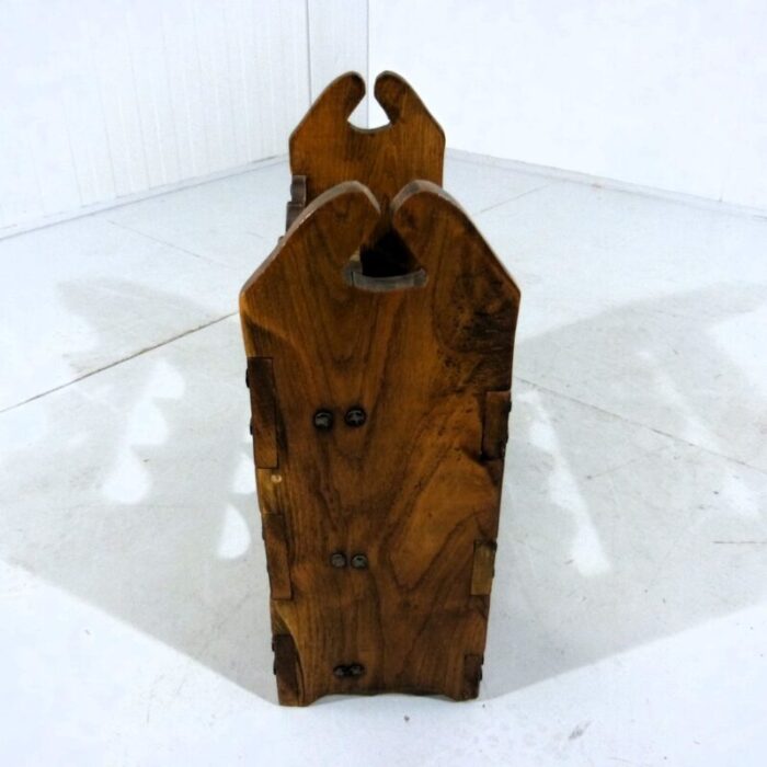 brutalist oak wine rack 1970s 7