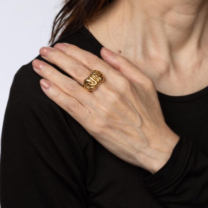 bulgari doppio cuore ring vintage 18k yellow gold sz 65 fine signed jewelry 9100