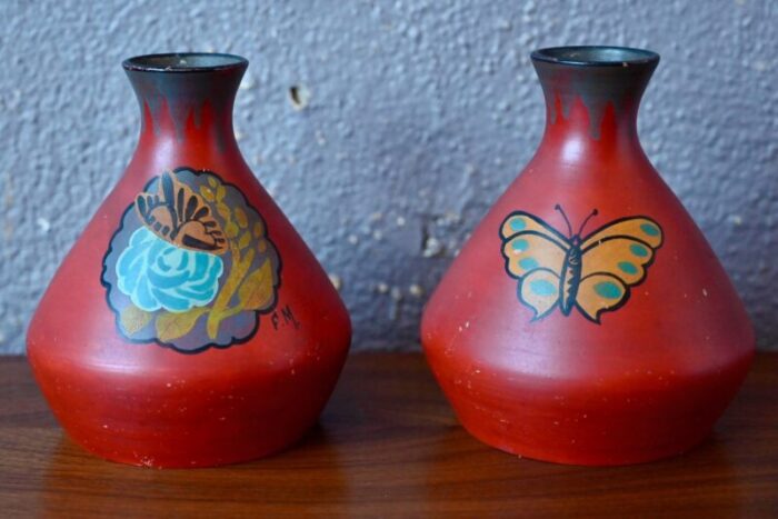 butterfly vases from vallauris set of 2 1