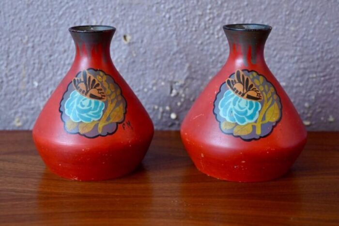 butterfly vases from vallauris set of 2 3