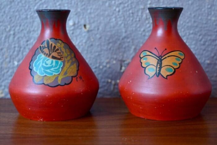 butterfly vases from vallauris set of 2 4