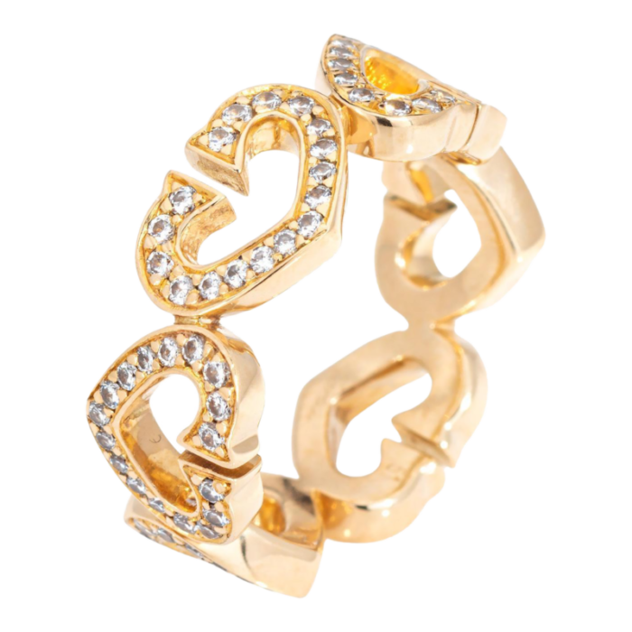 c de cartier diamond ring sz 575 heart band c2001 18k yellow gold jewelry 6229