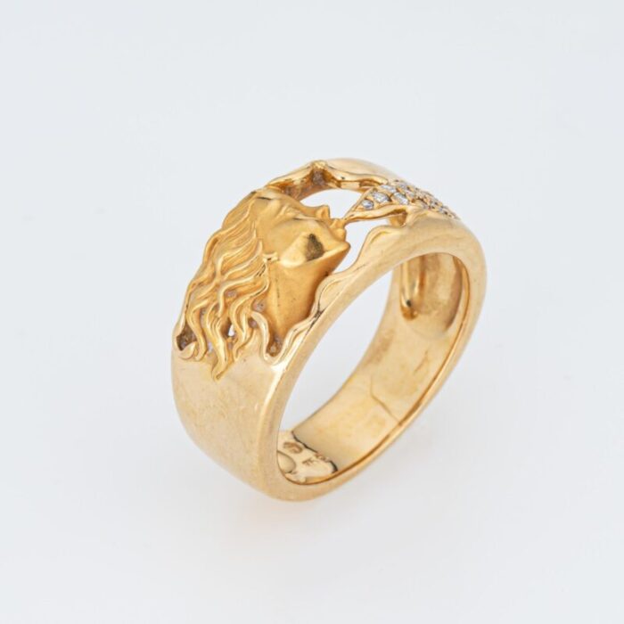 carrera y carrera diamond ring 18k yellow gold sz 65 nymph blowing wind c2000 0006