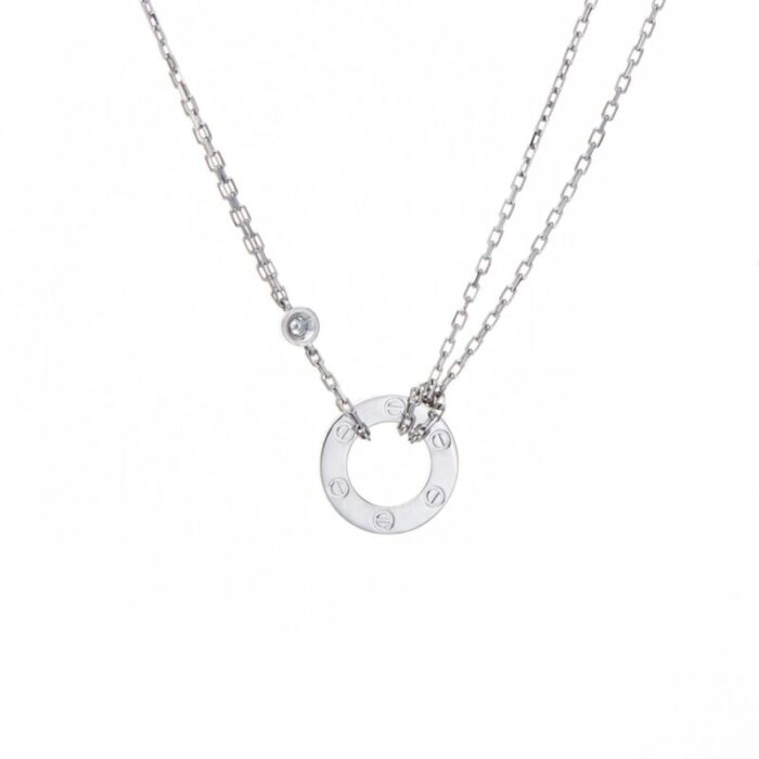 cartier diamond love necklace 18k white gold estate jewelry receipt 16 1870