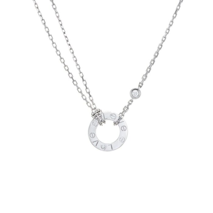 cartier diamond love necklace 18k white gold estate jewelry receipt 16 3274