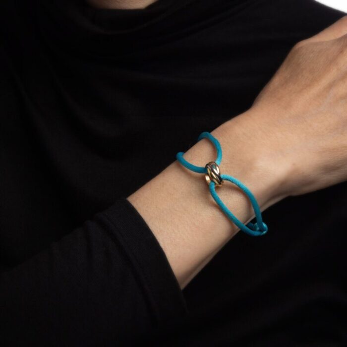 cartier love charity bracelet turquoise silk cord trinity 18k gold estate 1860