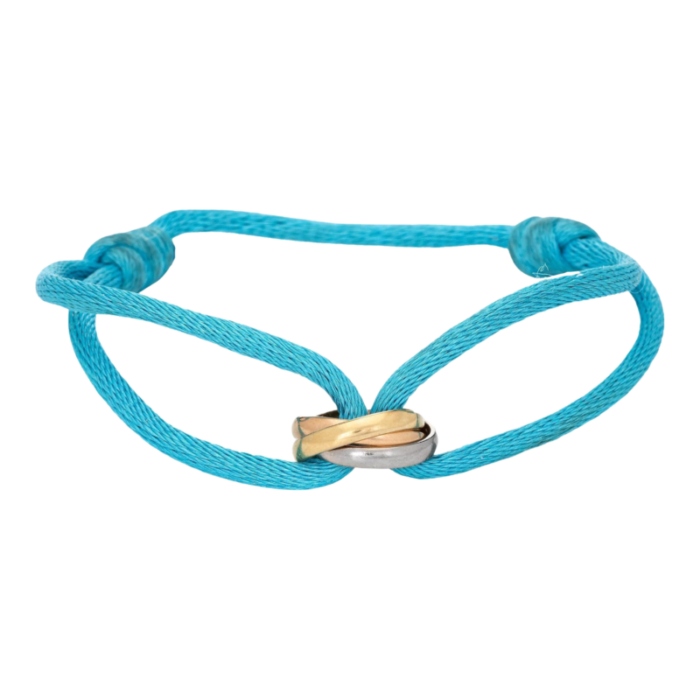 cartier love charity bracelet turquoise silk cord trinity 18k gold estate 7255