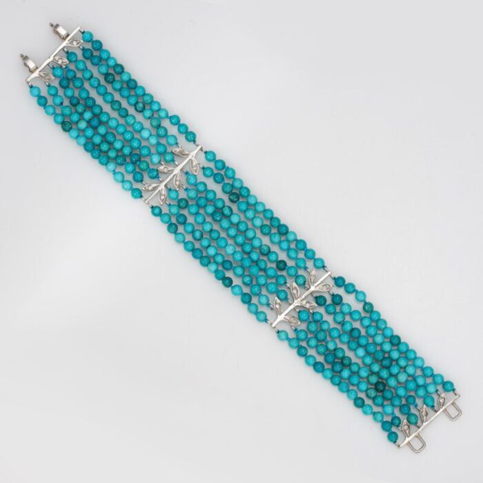 cathy waterman turquoise diamond bracelet 7 strand platinum estate 625 5386