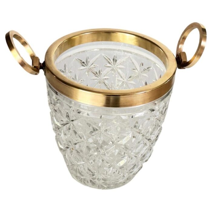 champagne bucket in crystal and brass france 20th century 1