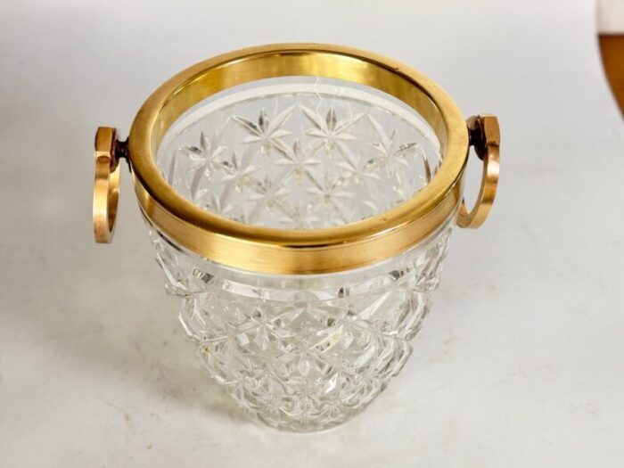 champagne bucket in crystal and brass france 20th century 11