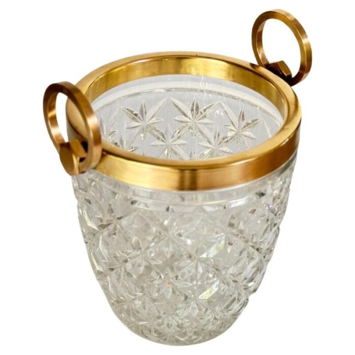 champagne bucket in crystal and brass france 20th century 2