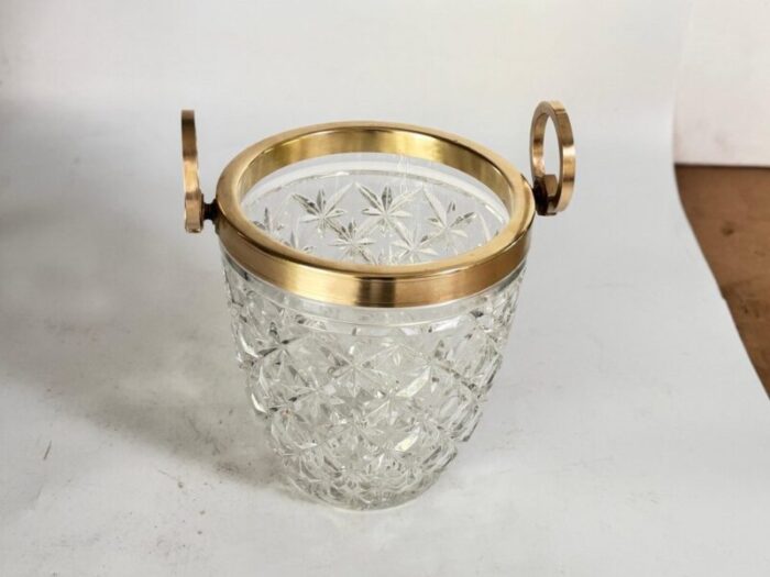 champagne bucket in crystal and brass france 20th century 8