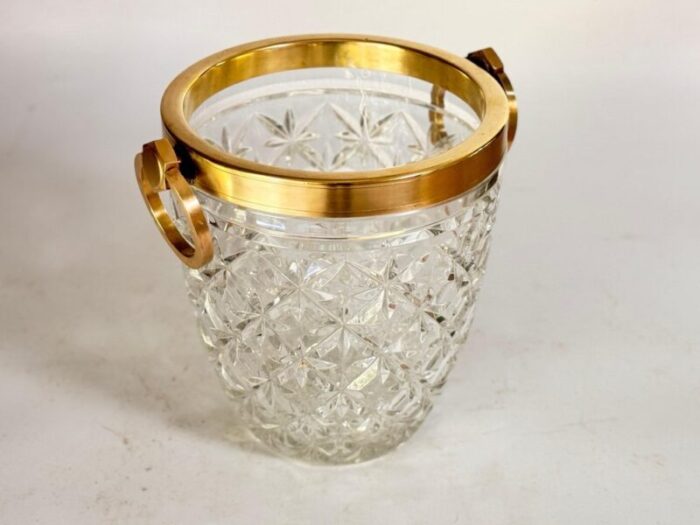 champagne bucket in crystal and brass france 20th century 9