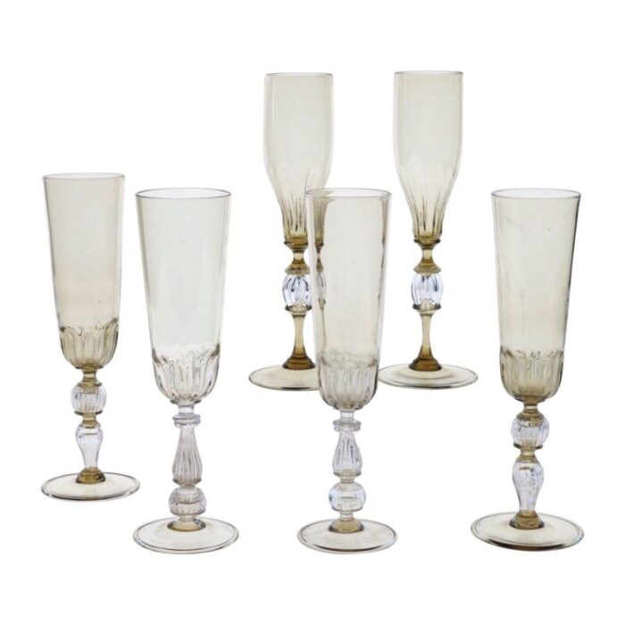 champagne flutes by cenedese set of 6 1