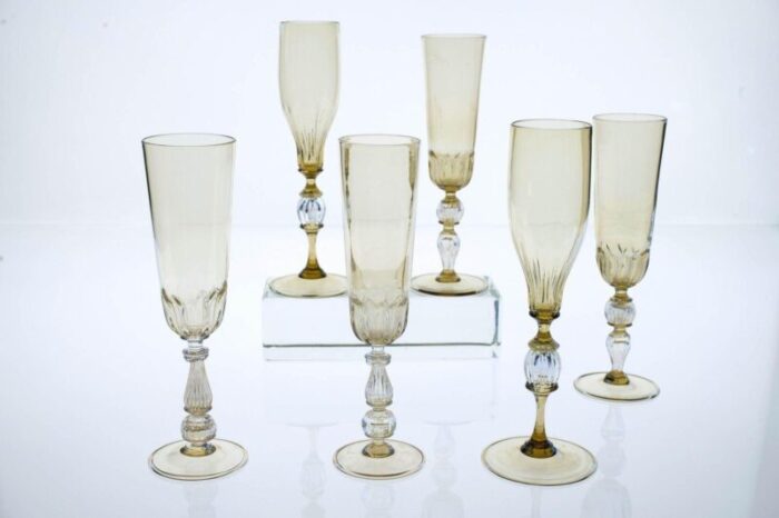 champagne flutes by cenedese set of 6 17