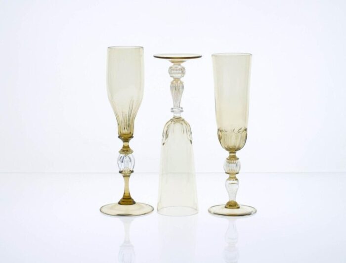 champagne flutes by cenedese set of 6 8